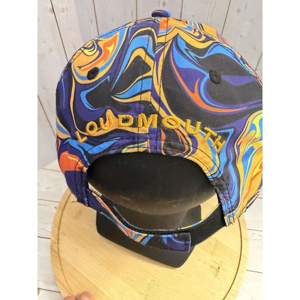 Loudmouth Golf Hat Psychedelic Swirl Orange Blue Purple Retro Adjustable Cap